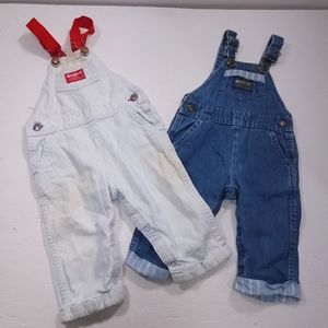 Vintage Rare OshKosh B’Gosh Overalls Pin-striped VestBak Red Strapped 12 M/24M